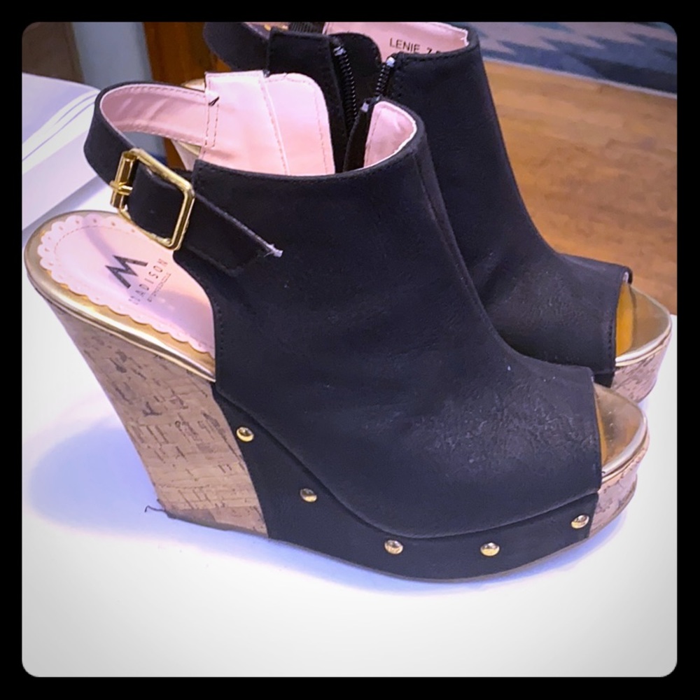 Classy black and gold Platform sandals